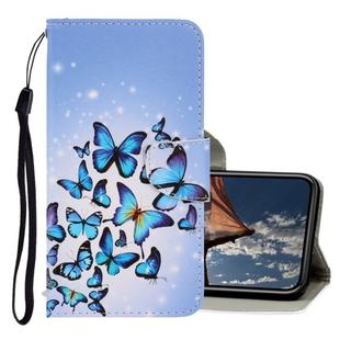 For iPhone X / XS 3D Colored Drawing Horizontal Flip PU Leather Case with Holder & Card Slots & Wallet(Multiple Butterflies)