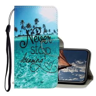 For iPhone X / XS 3D Colored Drawing Horizontal Flip PU Leather Case with Holder & Card Slots & Wallet(Blue Coconut Grove)
