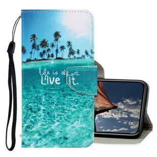 For iPhone X / XS 3D Colored Drawing Horizontal Flip PU Leather Case with Holder & Card Slots & Wallet(Coconut Tree)