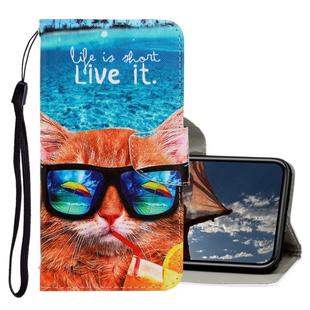 For iPhone XR 3D Colored Drawing Horizontal Flip PU Leather Case with Holder & Card Slots & Wallet(Underwater Cat)
