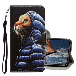 For iPhone XS Max 3D Colored Drawing Horizontal Flip PU Leather Case with Holder & Card Slots & Wallet(Down Jacket Cat)