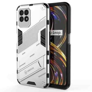 For OPPO Realme 8i Punk Armor 2 in 1 PC + TPU Shockproof Phone Case with Invisible Holder(White)