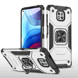 For Motorola Moto G Power (2021) Magnetic Armor Shockproof TPU + PC Phone Case with Metal Ring Holder(Silver)