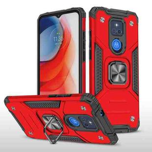 For Motorola Moto G Play (2021) Magnetic Armor Shockproof TPU + PC Phone Case with Metal Ring Holder(Red)