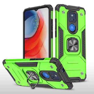 For Motorola Moto G Play (2021) Magnetic Armor Shockproof TPU + PC Phone Case with Metal Ring Holder(Green)