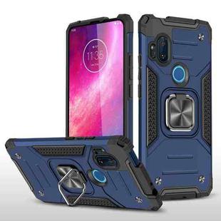 For Motorola One Hyper Magnetic Armor Shockproof TPU + PC Phone Case with Metal Ring Holder(Blue)