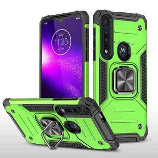 For Motorola One Macro / Moto G8 Plus Magnetic Armor Shockproof TPU + PC Phone Case with Metal Ring Holder(Green)