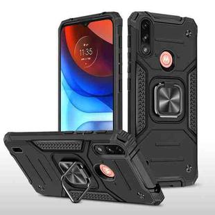 For Motorola Moto E7 Power Magnetic Armor Shockproof TPU + PC Phone Case with Metal Ring Holder(Black)