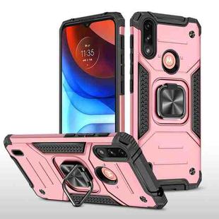 For Motorola Moto E7 Power Magnetic Armor Shockproof TPU + PC Phone Case with Metal Ring Holder(Rose Gold)