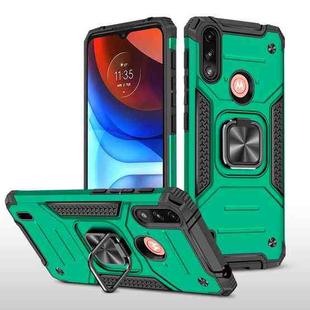 For Motorola Moto E7 Power Magnetic Armor Shockproof TPU + PC Phone Case with Metal Ring Holder(Dark Green)