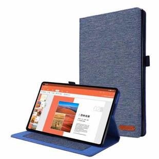 For OPPO Realme Pad 10.4 Horizontal Flip TPU + Fabric PU Leather Tablet Protective Case with Name Card Clip(Dark Blue)