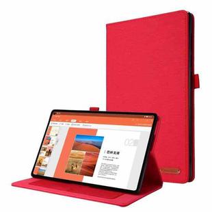 For OPPO Realme Pad 10.4 Horizontal Flip TPU + Fabric PU Leather Tablet Protective Case with Name Card Clip(Red)