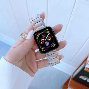 Lightning Shape Stainless Steel Watch Band For Apple Watch Series 8&7 41mm / SE 2&6&SE&5&4 40mm / 3&2&1 38mm(Rose Gold + Silver)