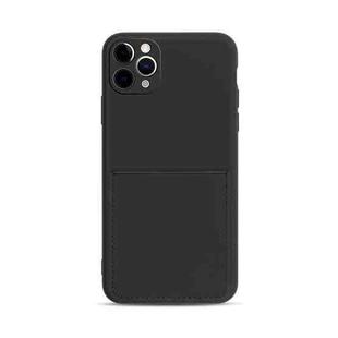 Liquid Silicone Skin Feel Shockproof Phone Case with Card Slot For iPhone 11 Pro Max(Black)