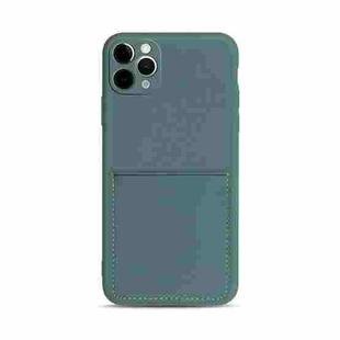 Liquid Silicone Skin Feel Shockproof Phone Case with Card Slot For iPhone 11 Pro Max(Dark Green)