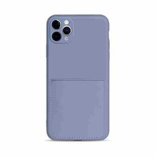 Liquid Silicone Skin Feel Shockproof Phone Case with Card Slot For iPhone 11 Pro Max(Lavender Grey)