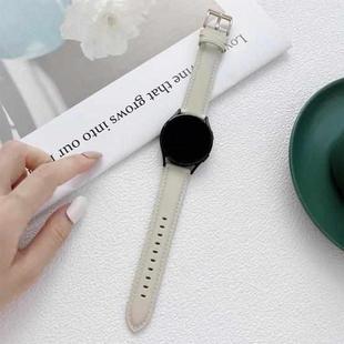 For Samsung Galaxy Watch4 40mm / 44mm Sewing Leather Strap Watch Band(Milky White)