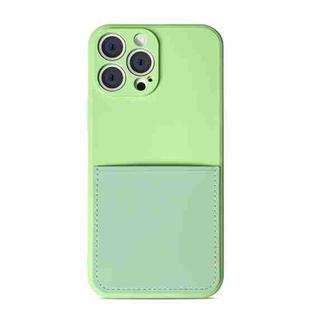 Liquid Silicone Skin Feel Shockproof Phone Case with Card Slot For iPhone 13 mini(Green)