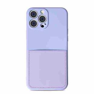 Liquid Silicone Skin Feel Shockproof Phone Case with Card Slot For iPhone 13 mini(Light Purple)