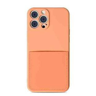 Liquid Silicone Skin Feel Shockproof Phone Case with Card Slot For iPhone 13 mini(Orange)