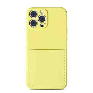 Liquid Silicone Skin Feel Shockproof Phone Case with Card Slot For iPhone 13(Yellow)