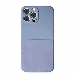 Liquid Silicone Skin Feel Shockproof Phone Case with Card Slot For iPhone 13(Lavender Grey)