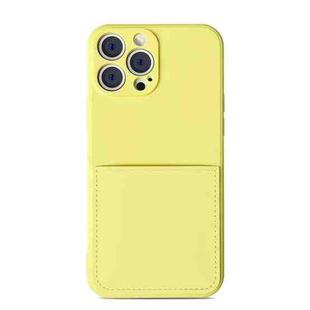 Liquid Silicone Skin Feel Shockproof Phone Case with Card Slot For iPhone 13 Pro(Yellow)