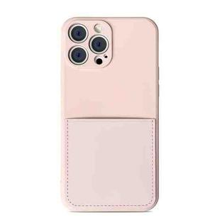 Liquid Silicone Skin Feel Shockproof Phone Case with Card Slot For iPhone 13 Pro(Pink)