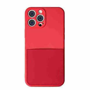 Liquid Silicone Skin Feel Shockproof Phone Case with Card Slot For iPhone 13 Pro Max(Red)