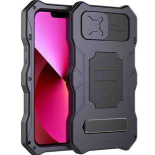 For iPhone 13 Camshield Shockproof Life Waterproof Dustproof Metal Case with Holder(Black)