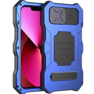 For iPhone 13 Camshield Shockproof Life Waterproof Dustproof Metal Case with Holder(Blue)