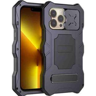 For iPhone 13 Pro Camshield Shockproof Life Waterproof Dustproof Metal Case with Holder (Black)