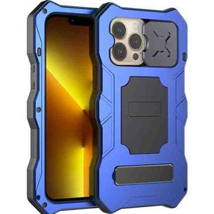 For iPhone 13 Pro Camshield Shockproof Life Waterproof Dustproof Metal Case with Holder (Blue)