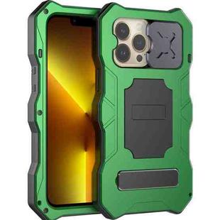 For iPhone 13 Pro Camshield Shockproof Life Waterproof Dustproof Metal Case with Holder (Green)