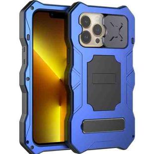 For iPhone 13 Pro Max Camshield Shockproof Life Waterproof Dustproof Metal Case with Holder (Blue)