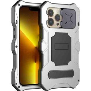 For iPhone 13 Pro Max Camshield Shockproof Life Waterproof Dustproof Metal Case with Holder (Silver)