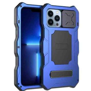 For iPhone 12 / 12 Pro Camshield Shockproof Life Waterproof Dustproof Metal Case with Holder(Blue)