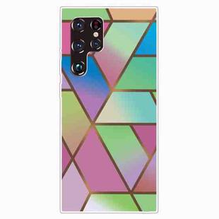 For Samaung Galaxy S22 Ultra 5G Marble Pattern Shockproof TPU Phone Case(Rhombus Gradient)