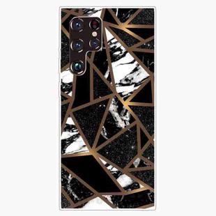 For Samaung Galaxy S22 Ultra 5G Marble Pattern Shockproof TPU Phone Case(Rhombus Black)