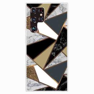 For Samaung Galaxy S22 Ultra 5G Marble Pattern Shockproof TPU Phone Case(Rhombus Golden Yellow)