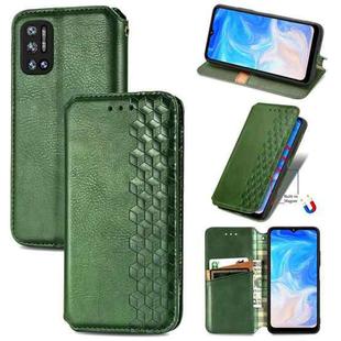 For Doogee N40 Pro Cubic Grid Pressed Horizontal Flip Magnetic Leather Case with Holder & Card Slots & Wallet(Green)