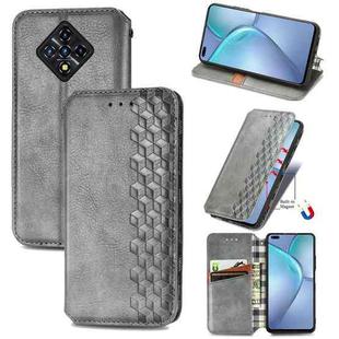 For Infinix Zero 8 Cubic Grid Pressed Horizontal Flip Magnetic Leather Case with Holder & Card Slots & Wallet(Grey)