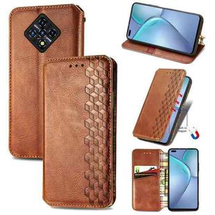 For Infinix Zero 8 Cubic Grid Pressed Horizontal Flip Magnetic Leather Case with Holder & Card Slots & Wallet(Brown)