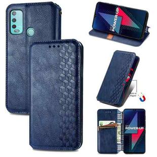 For Wiko Power U30 Cubic Grid Pressed Horizontal Flip Magnetic Leather Case with Holder & Card Slots & Wallet(Blue)
