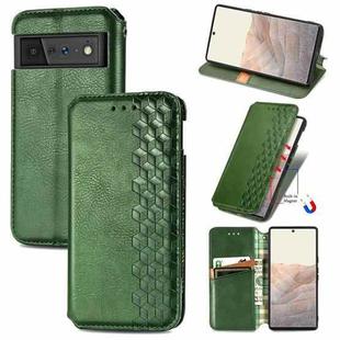 For Google Pixel 6 Cubic Grid Pressed Horizontal Flip Magnetic Leather Case with Holder & Card Slots & Wallet(Green)