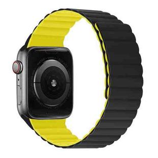 Silicone Magnetic Integrated Short Strap Watch Band For Apple Watch Series 8&7 41mm / SE 2&6&SE&5&4 40mm / 3&2&1 38mm(Black Yellow)