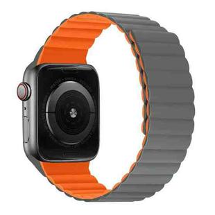 Silicone Magnetic Integrated Long Strap Watch Band For Apple Watch Series 8&7 41mm / SE 2&6&SE&5&4 40mm / 3&2&1 38mm(Grey Orange)