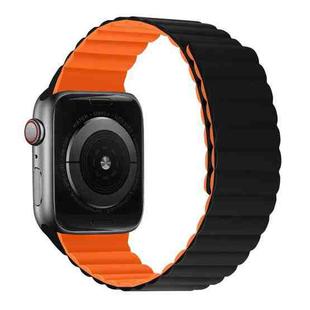 Silicone Magnetic Integrated Long Strap Watch Band For Apple Watch Series 8&7 45mm / SE 2&6&SE&5&4 44mm / 3&2&1 42mm(Black Orange)