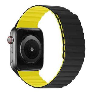 Silicone Magnetic Integrated Long Strap Watch Band For Apple Watch Series 8&7 45mm / SE 2&6&SE&5&4 44mm / 3&2&1 42mm(Black Yellow)