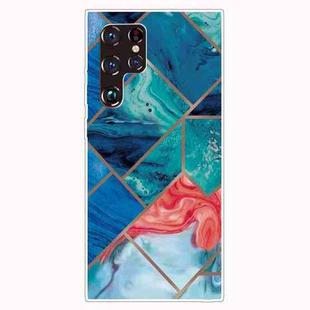 For Samaung Galaxy S22 Ultra 5G Abstract Marble Pattern TPU Phone Protective Case(Blue)